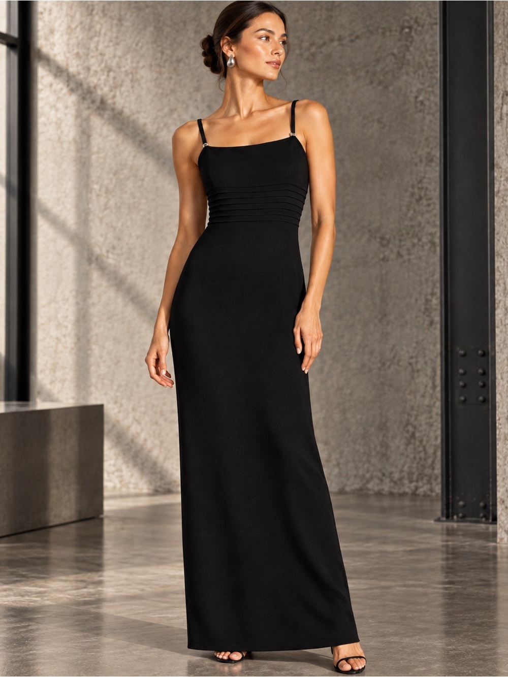 Vintage St. John Evening by Marie Gray Black Maxi Dress Sz 8
